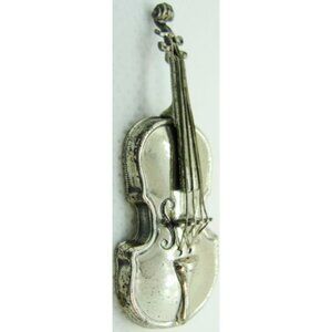 Miniature Silver Violin Shaped Pin Brooch For Collectors Or Music Enthusiasts